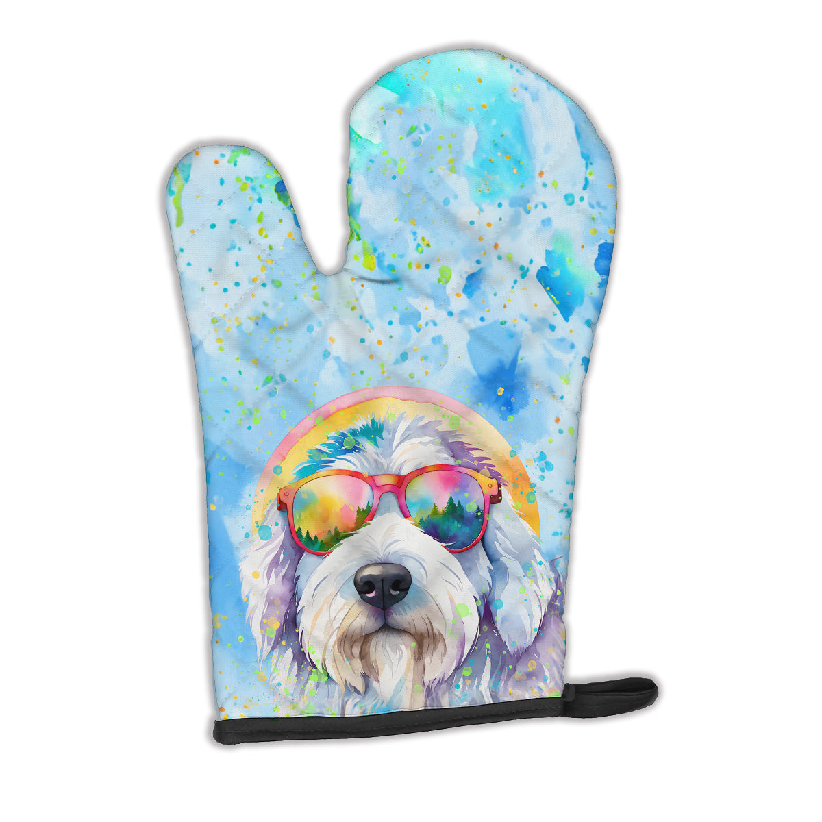 12 x 8.5 in. Unisex Old English Sheepdog Hippie Dawg Polyester Oven Mitt
