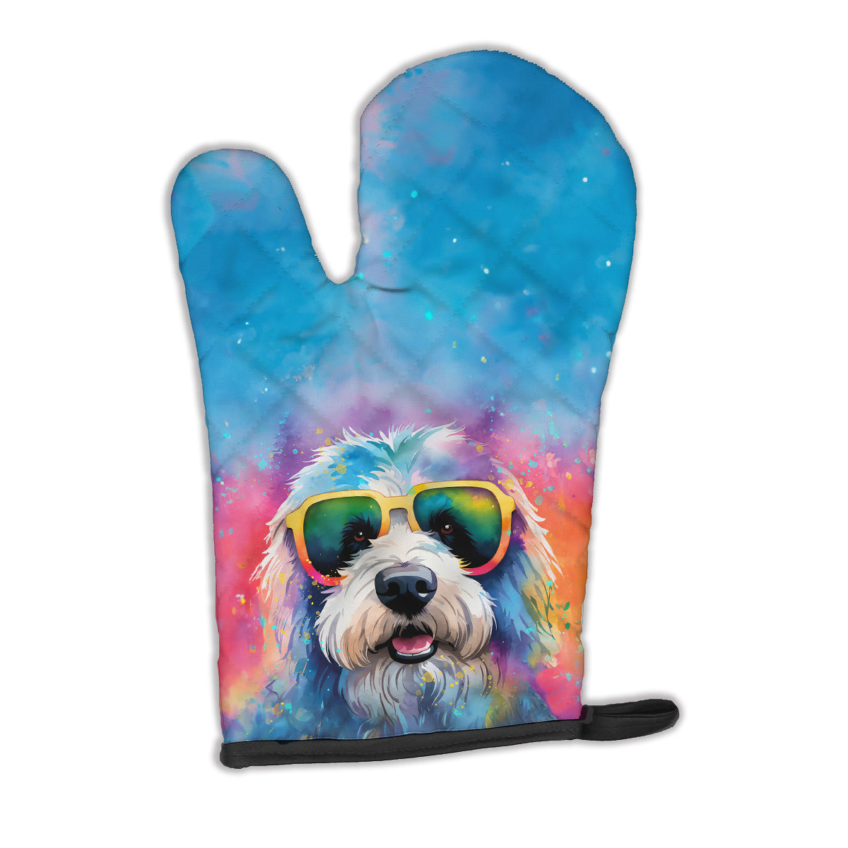 12 x 8.5 in. Unisex Old English Sheepdog Hippie Dawg Polyester Oven Mitt
