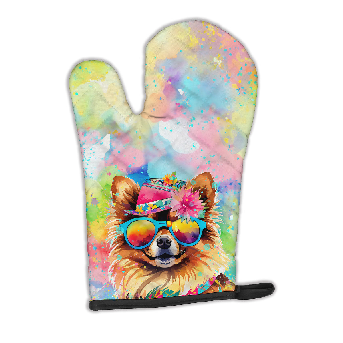 12 x 8.5 in. Unisex Pomeranian Hippie Dawg Polyester Oven Mitt