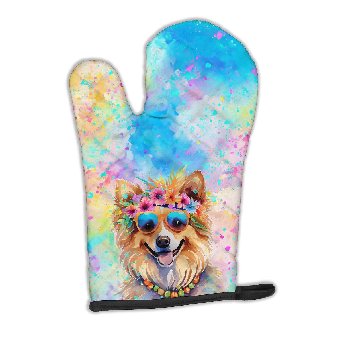 12 x 8.5 in. Unisex Pomeranian Hippie Dawg Polyester Oven Mitt