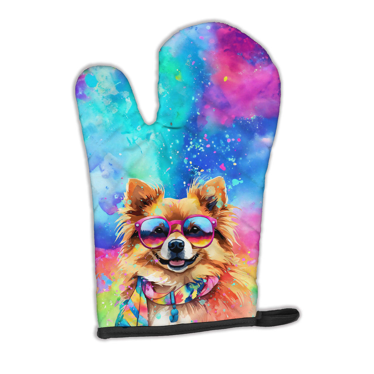 12 x 8.5 in. Unisex Pomeranian Hippie Dawg Polyester Oven Mitt