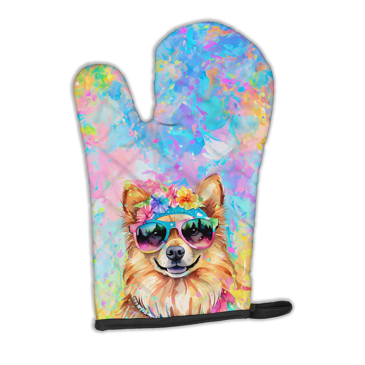 12 x 8.5 in. Unisex Pomeranian Hippie Dawg Polyester Oven Mitt