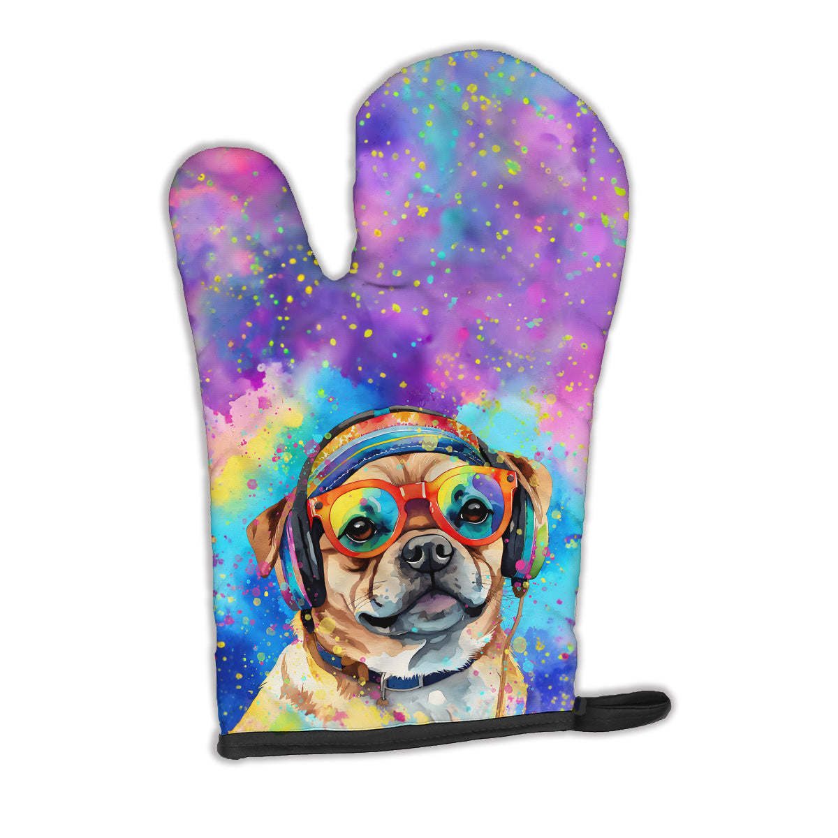 12 x 8.5 in. Unisex Pug Hippie Dawg Polyester Oven Mitt