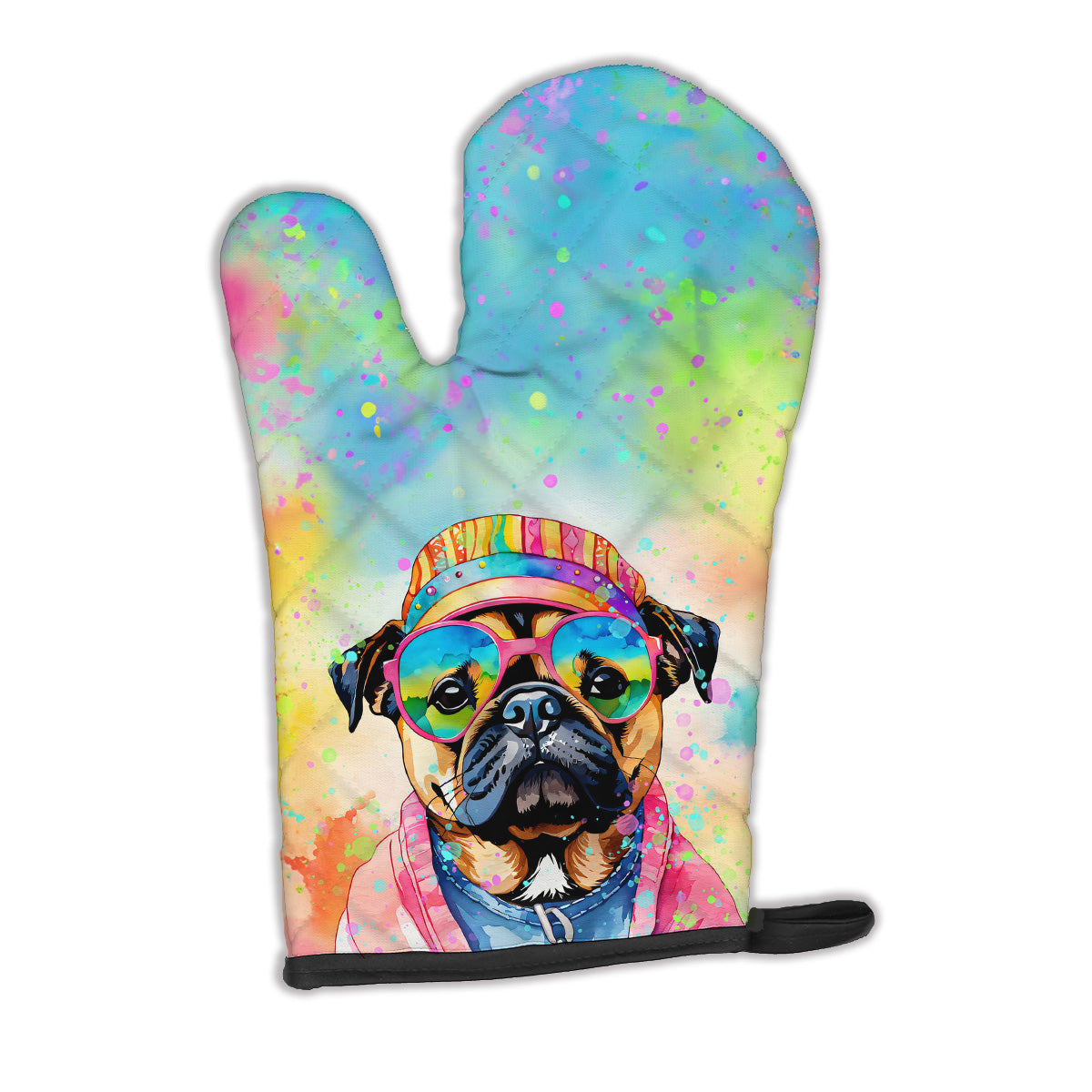 12 x 8.5 in. Unisex Pug Hippie Dawg Polyester Oven Mitt