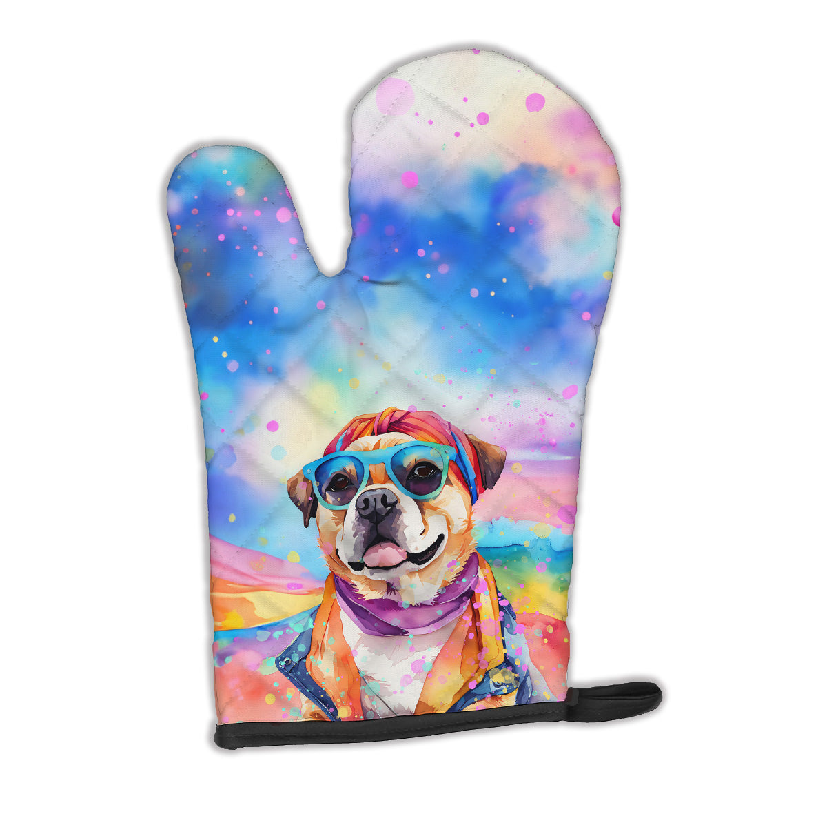 12 x 8.5 in. Unisex Pug Hippie Dawg Polyester Oven Mitt