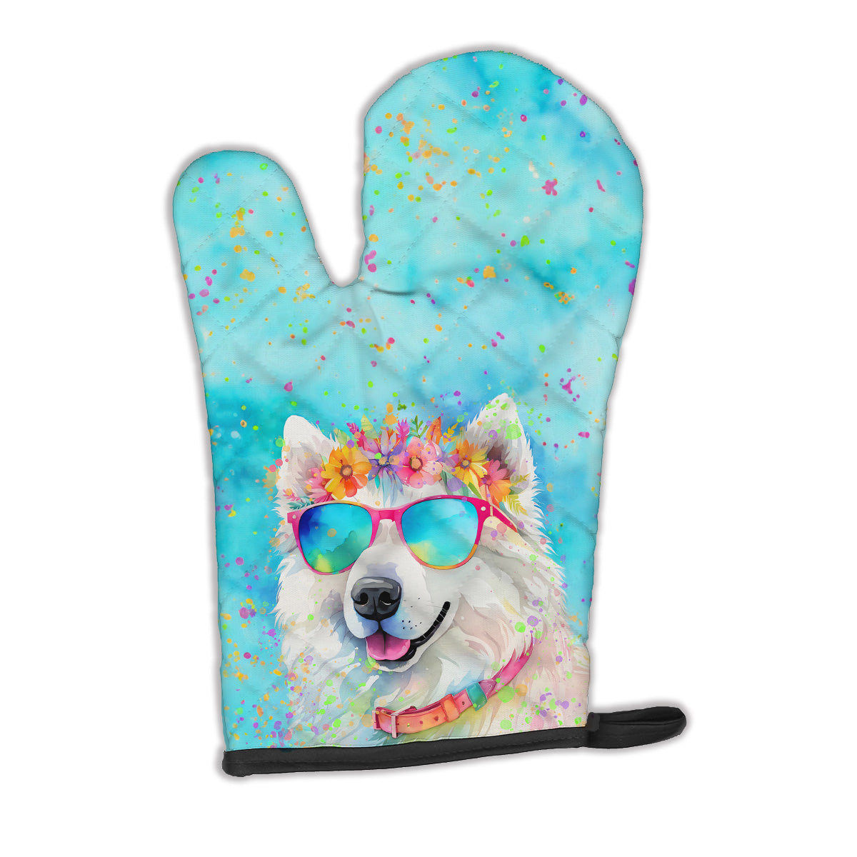 12 x 8.5 in. Unisex Samoyed Hippie Dawg Polyester Oven Mitt