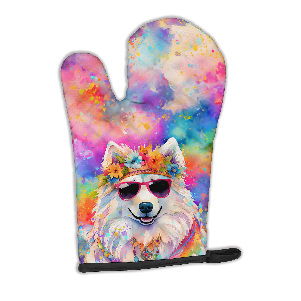 12 x 8.5 in. Unisex Samoyed Hippie Dawg Polyester Oven Mitt