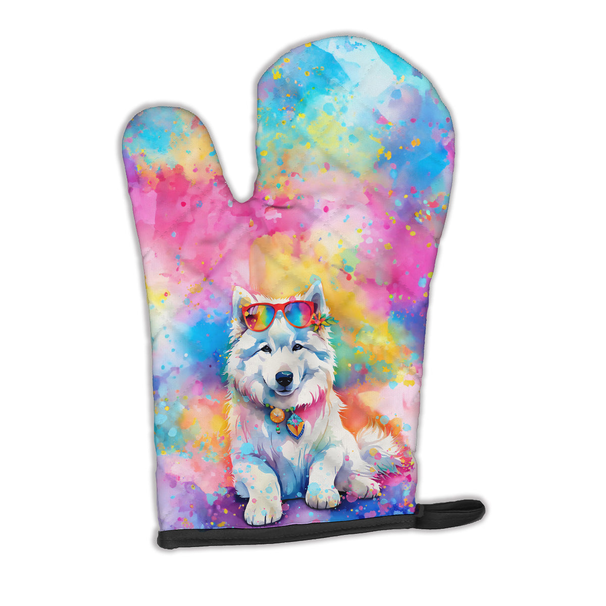 12 x 8.5 in. Unisex Samoyed Hippie Dawg Polyester Oven Mitt