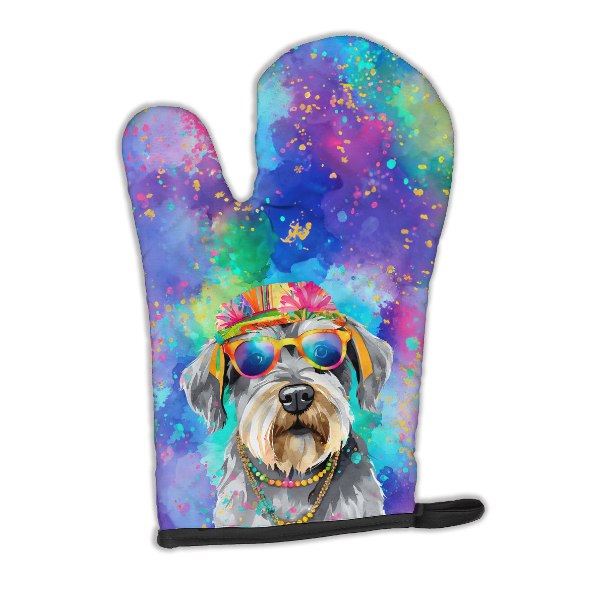 12 x 8.5 in. Unisex Schnauzer Hippie Dawg Polyester Oven Mitt