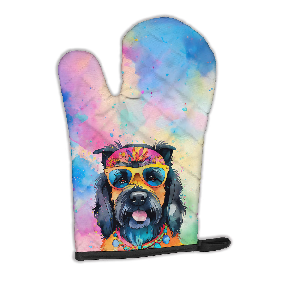 12 x 8.5 in. Unisex Scottish Terrier Hippie Dawg Polyester Oven Mitt