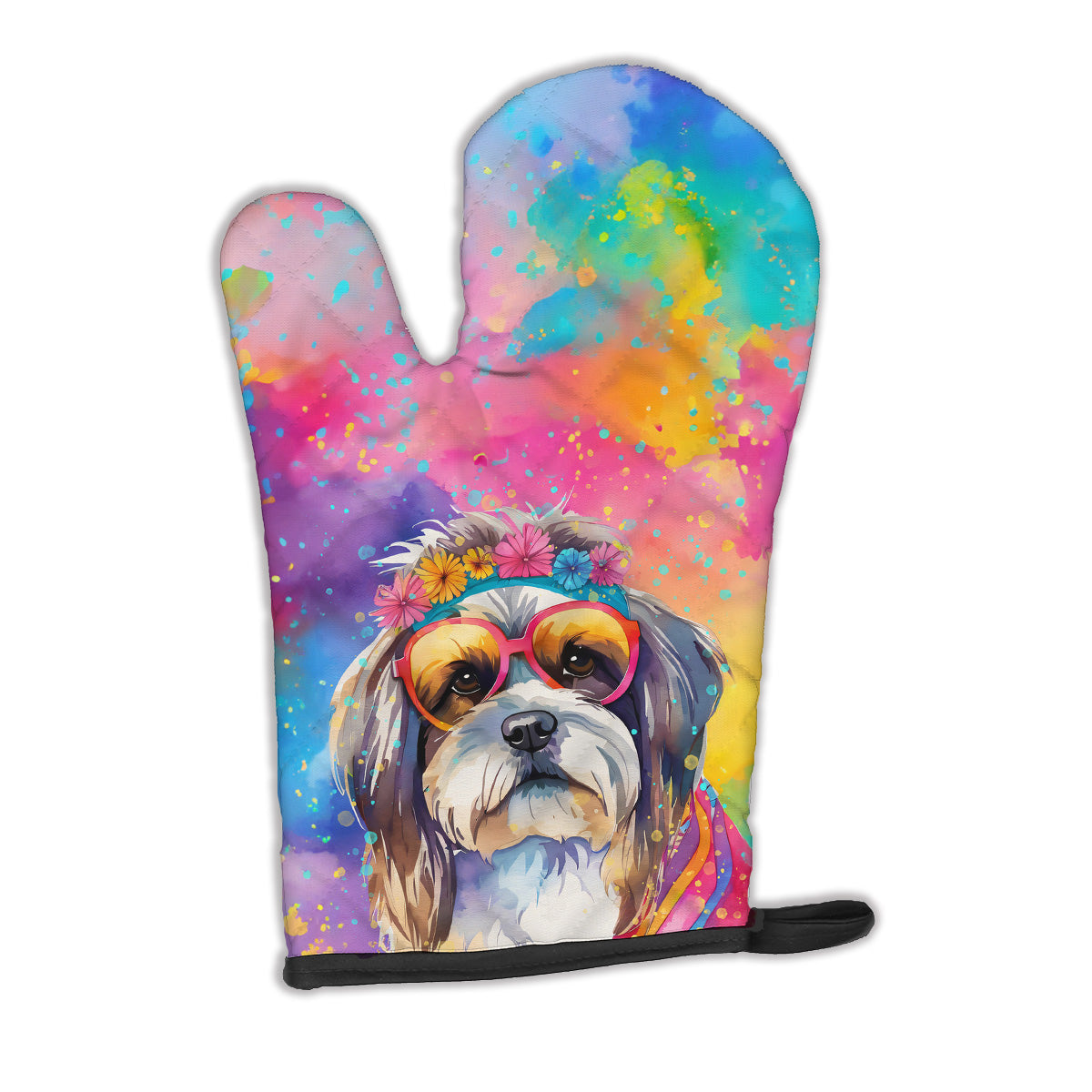 12 x 8.5 in. Unisex Shih Tzu Hippie Dawg Polyester Oven Mitt