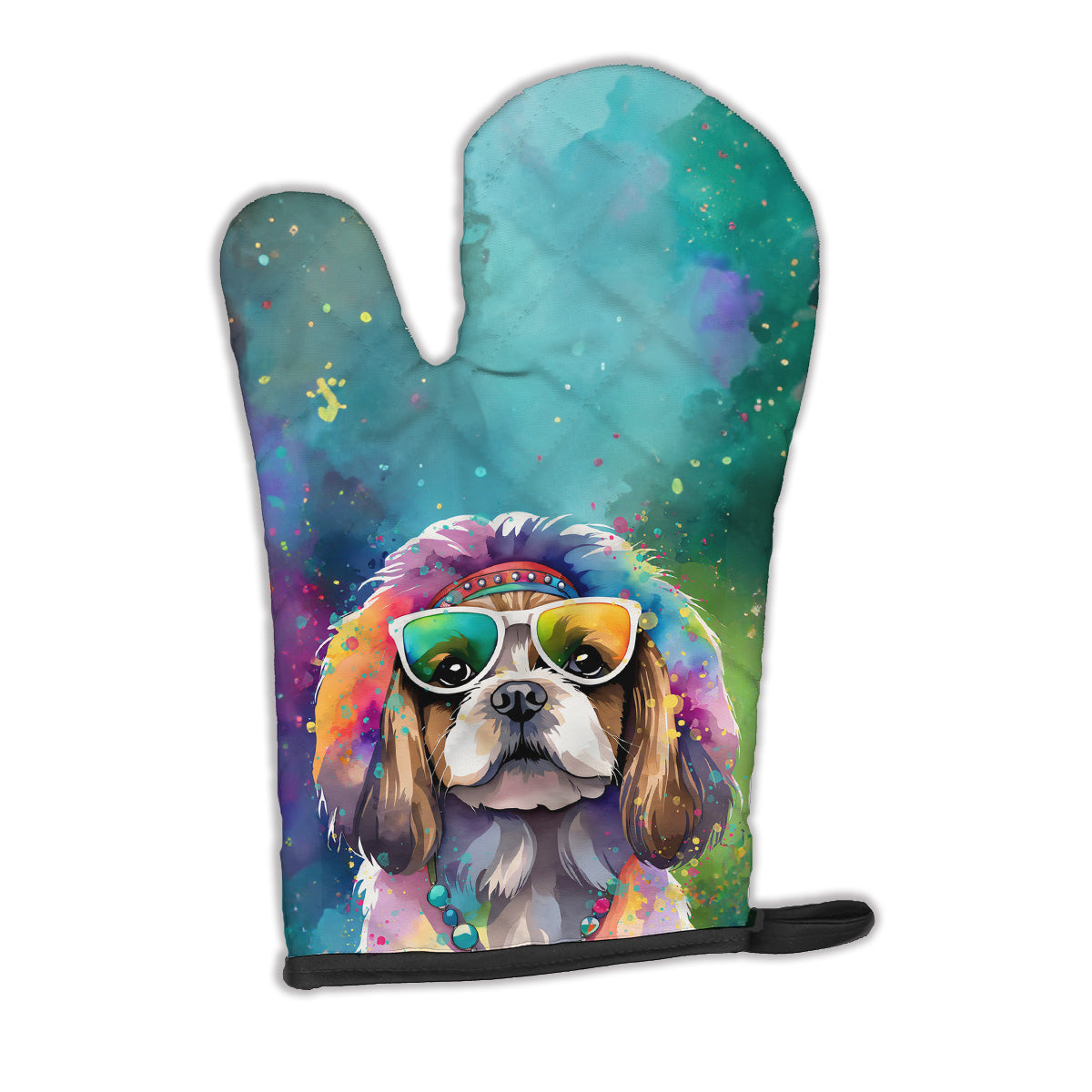 12 x 8.5 in. Unisex Shih Tzu Hippie Dawg Polyester Oven Mitt