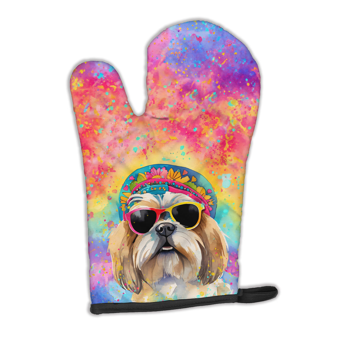 12 x 8.5 in. Unisex Shih Tzu Hippie Dawg Polyester Oven Mitt