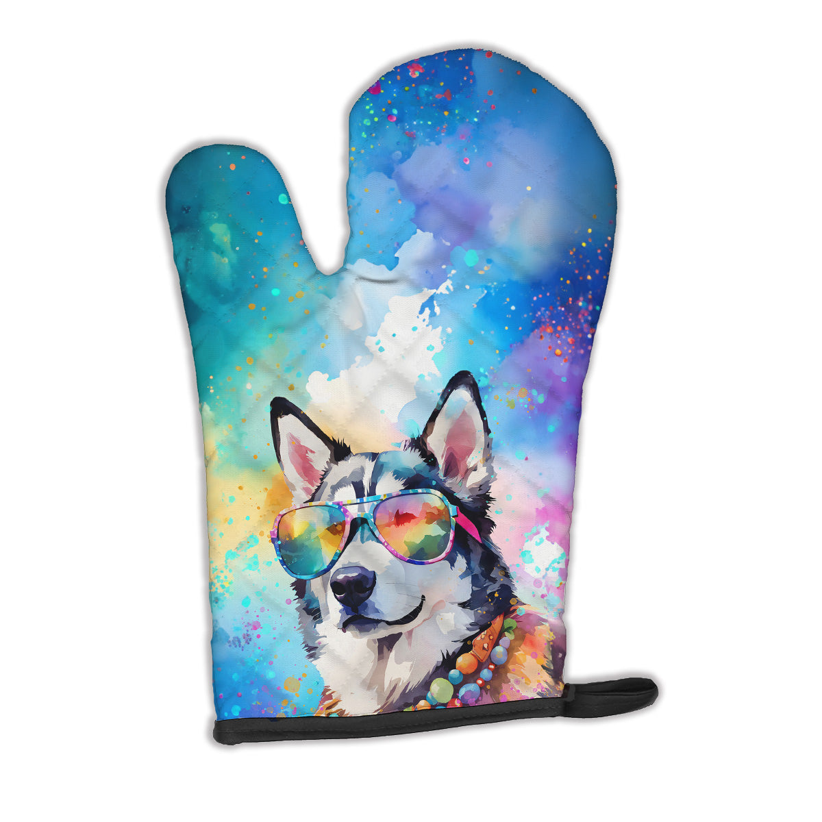 12 x 8.5 in. Unisex Siberian Husky Hippie Dawg Polyester Oven Mitt