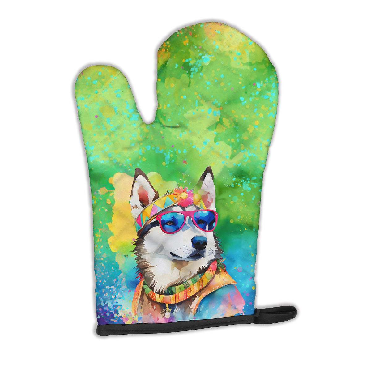 12 x 8.5 in. Unisex Siberian Husky Hippie Dawg Polyester Oven Mitt