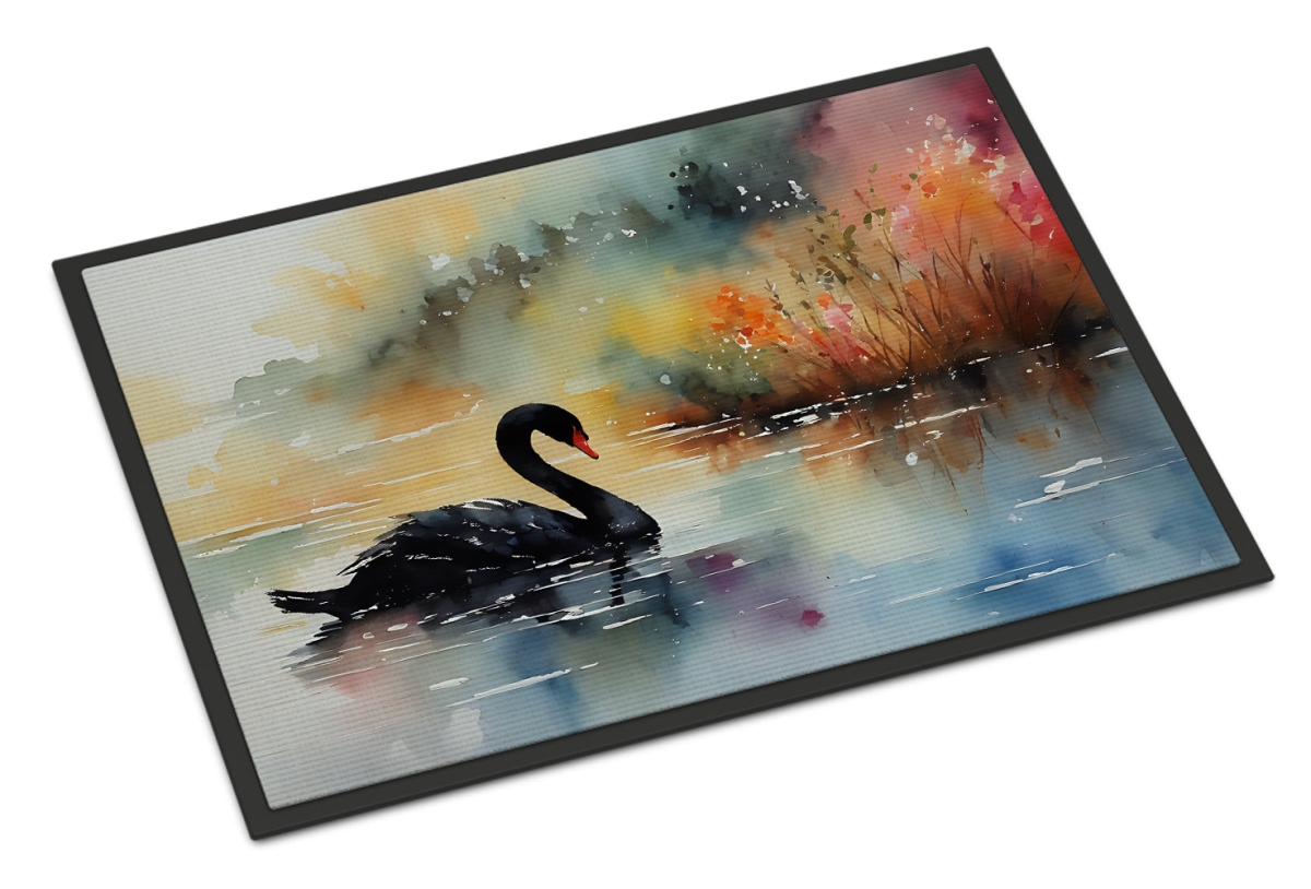 18 x 27 in. Unisex Black Swan Doormat