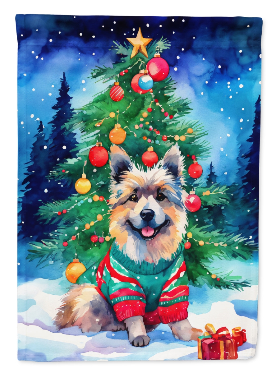 DAC3490GF 15.5 x 11.25 in. Keeshond Christmas Polyester Fabric Garden Flag