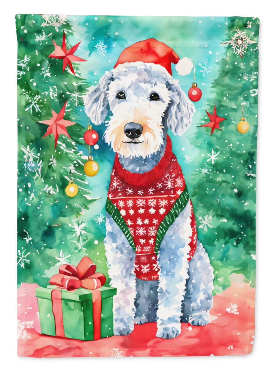 DAC3356CHF 40 x 28 in. Bedlington Terrier Christmas Polyester House Flag
