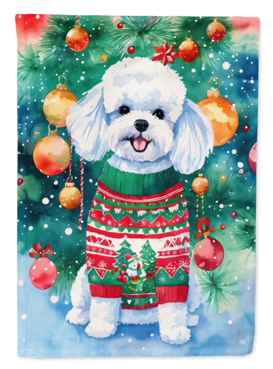 DAC3367CHF 40 x 28 in. Bichon Frise Christmas Polyester House Flag