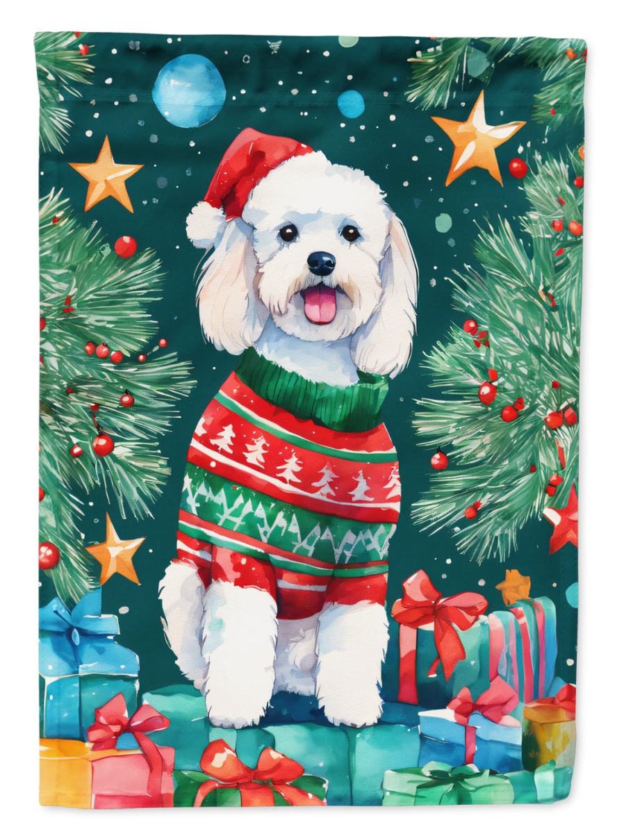 DAC3368CHF 40 x 28 in. Bichon Frise Christmas Polyester House Flag