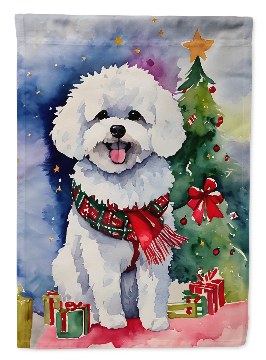 DAC3371CHF 40 x 28 in. Bichon Frise Christmas Polyester House Flag