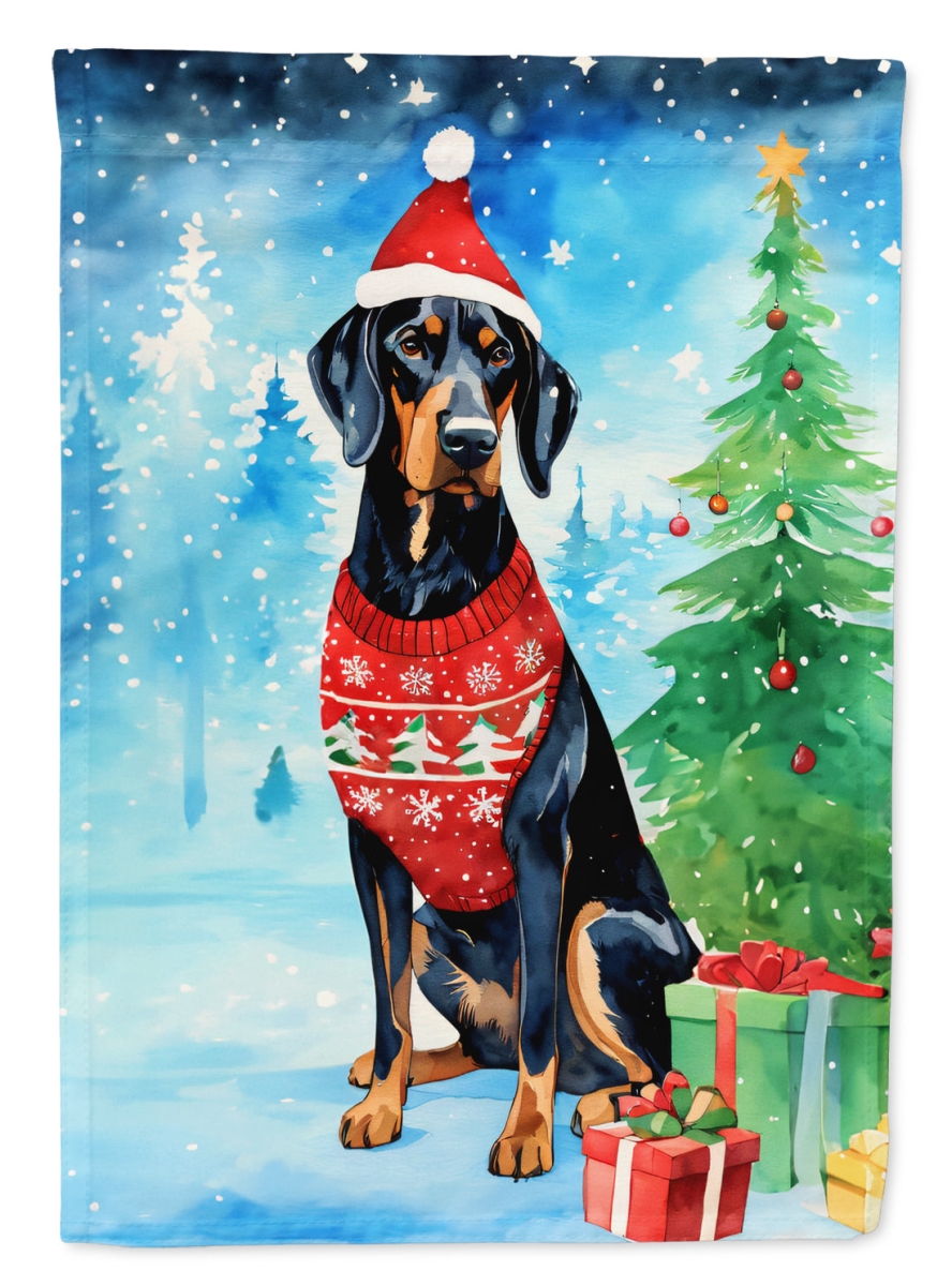 40 x 28 in. Unisex Black & Tan Coonhound Christmas Polyester House Flag