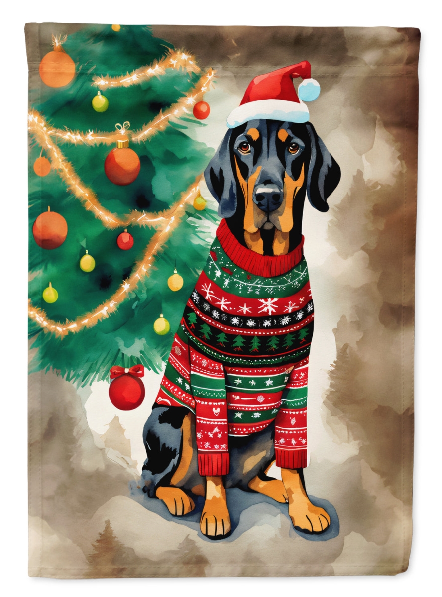 40 x 28 in. Unisex Black & Tan Coonhound Christmas Polyester House Flag