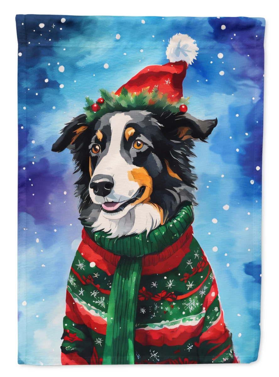 DAC3377CHF 40 x 28 in. Border Collie Christmas Polyester House Flag