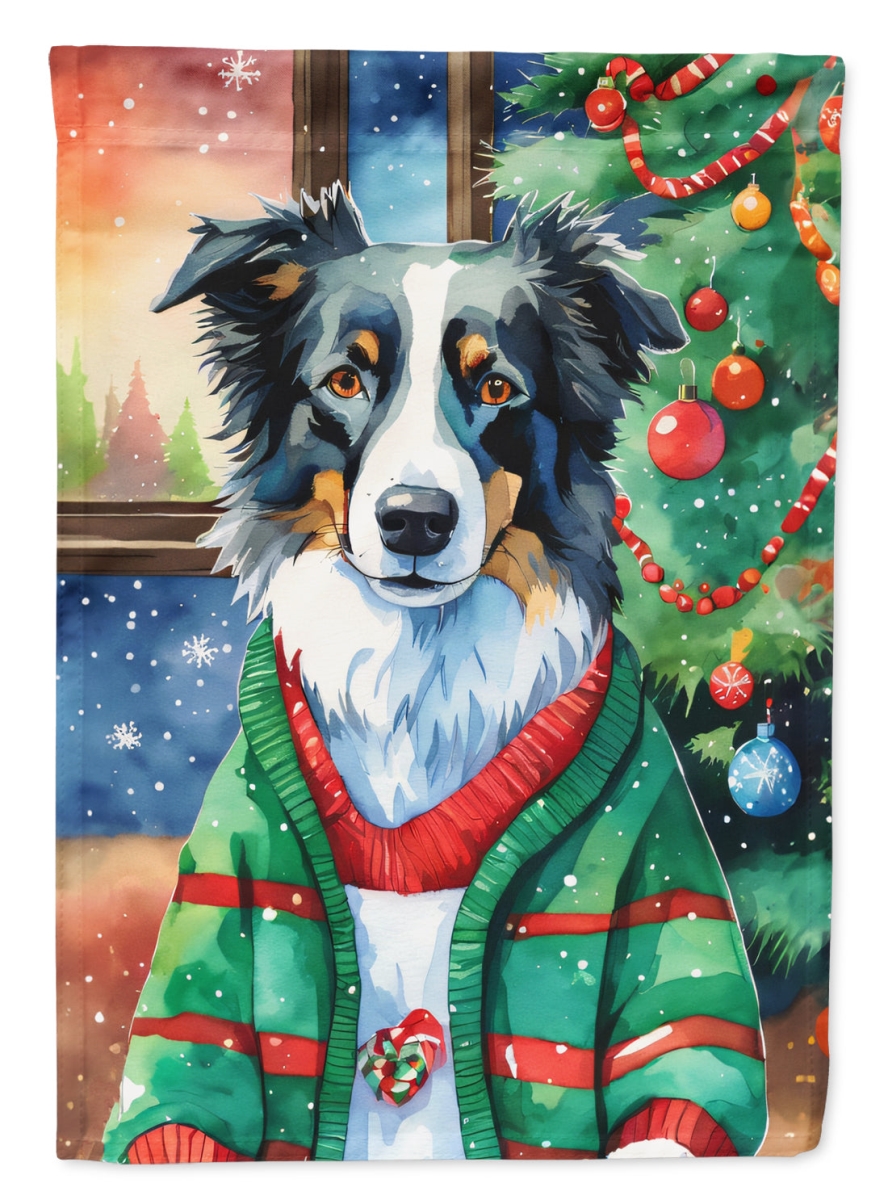 DAC3378CHF 40 x 28 in. Border Collie Christmas Polyester House Flag
