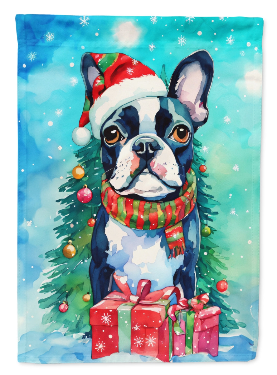 DAC3384CHF 40 x 28 in. Boston Terrier Christmas Polyester House Flag