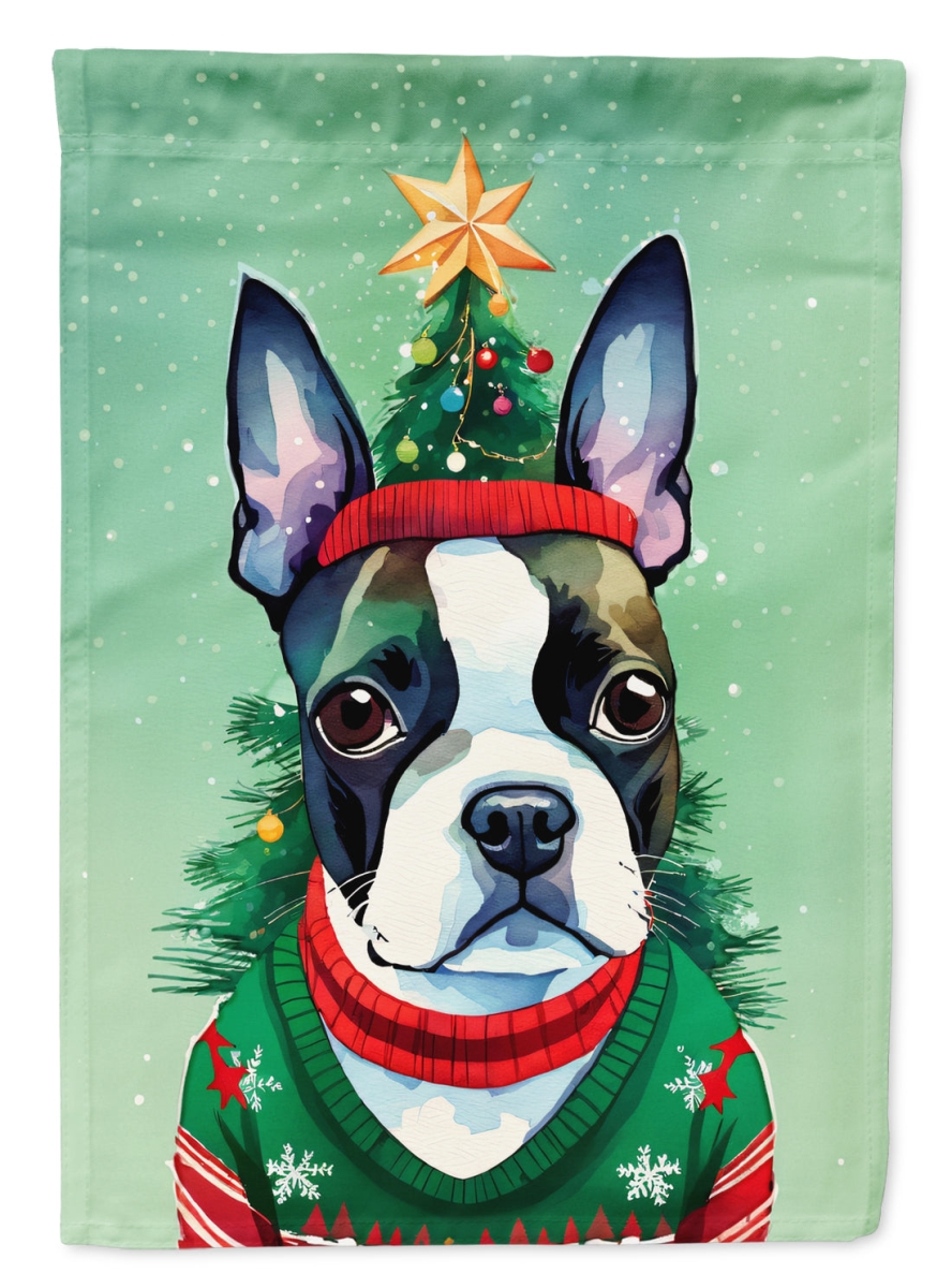 DAC3386CHF 40 x 28 in. Boston Terrier Christmas Polyester House Flag