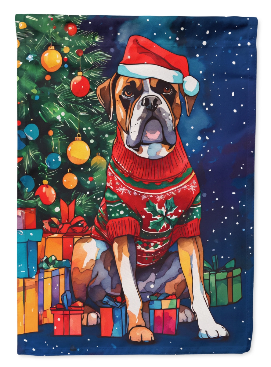 DAC3393CHF 40 x 28 in. Boxer Christmas Polyester House Flag