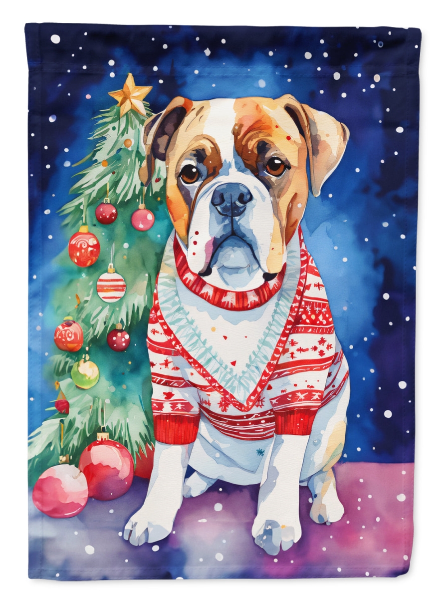 DAC3395CHF 40 x 28 in. Boxer Christmas Polyester House Flag