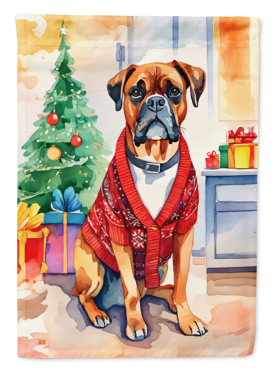 DAC3398CHF 40 x 28 in. Boxer Christmas Polyester House Flag