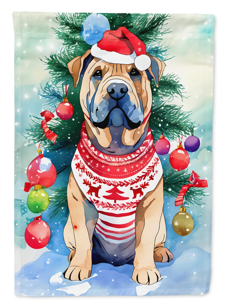 DAC3644CHF 40 x 28 in. Shar Pei Christmas Polyester House Flag