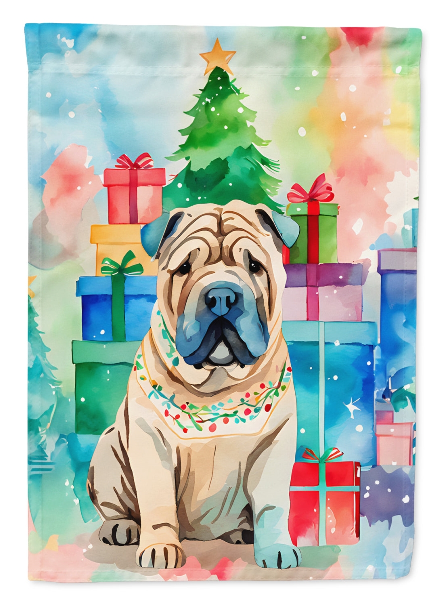 DAC3645CHF 40 x 28 in. Shar Pei Christmas Polyester House Flag