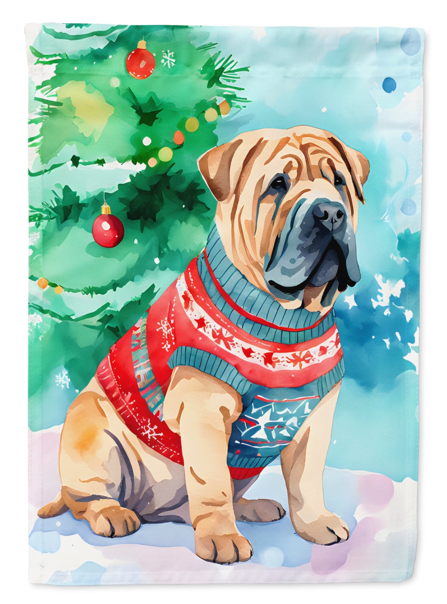 DAC3646CHF 40 x 28 in. Shar Pei Christmas Polyester House Flag