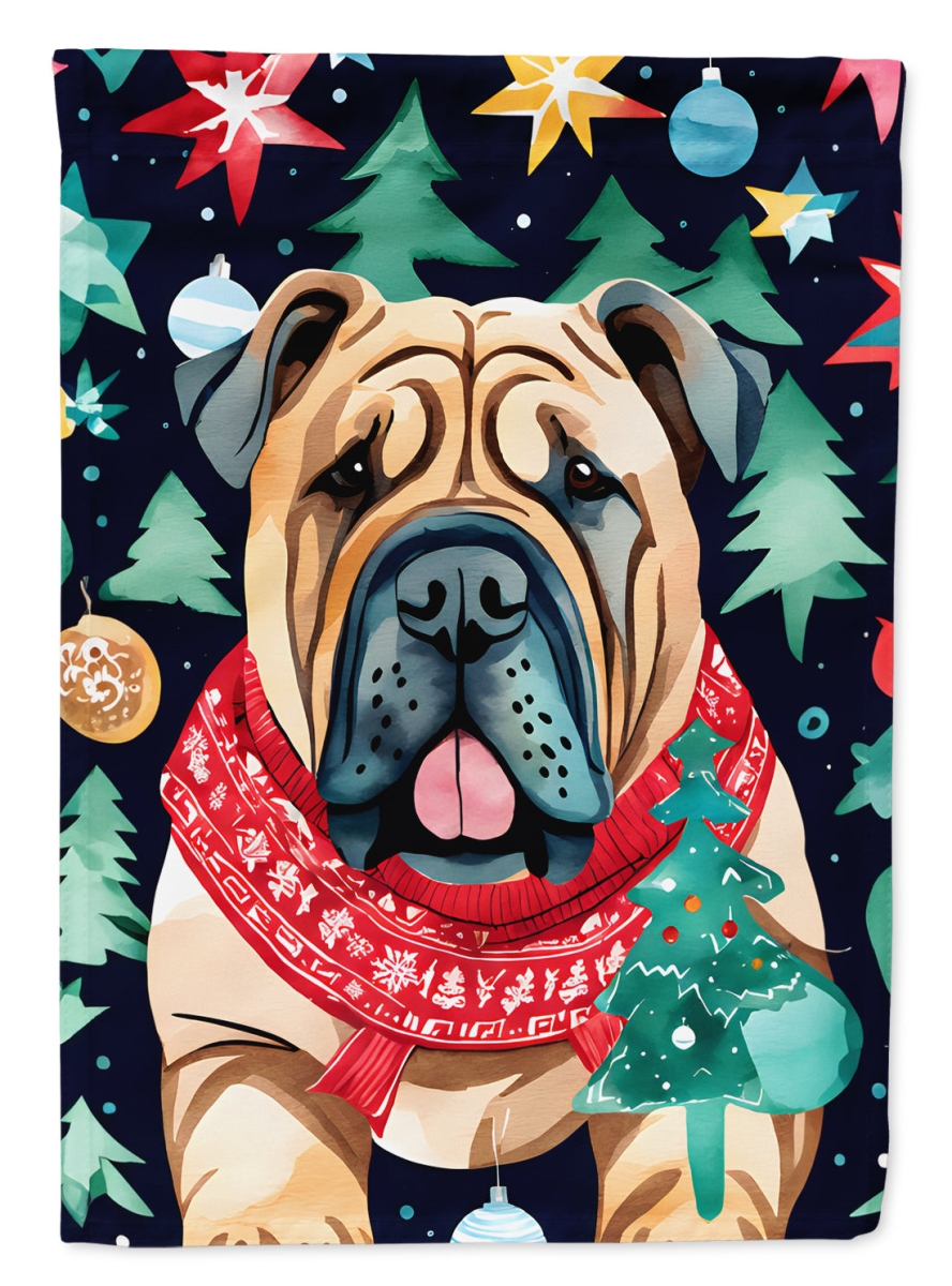 DAC3647CHF 40 x 28 in. Shar Pei Christmas Polyester House Flag