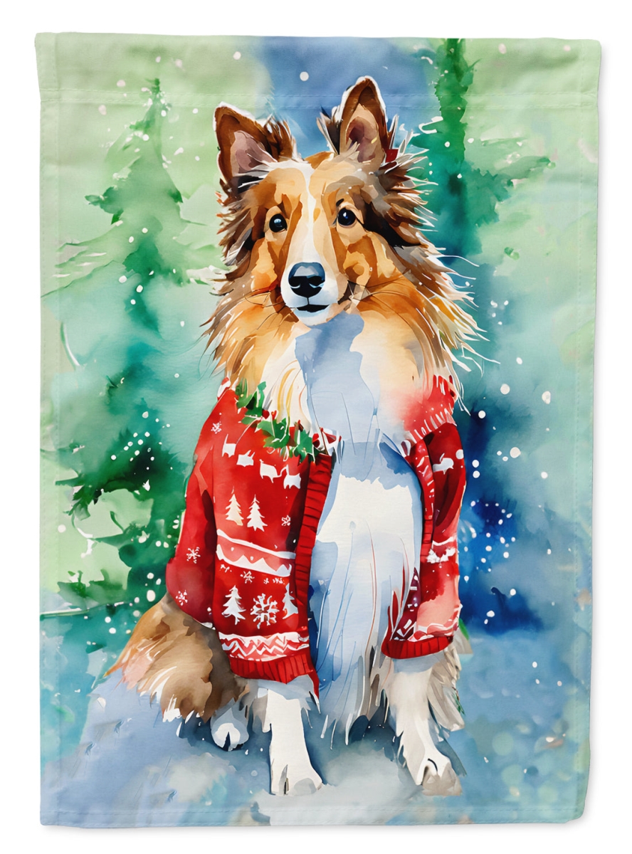 DAC3650CHF 40 x 28 in. Sheltie Christmas Polyester House Flag