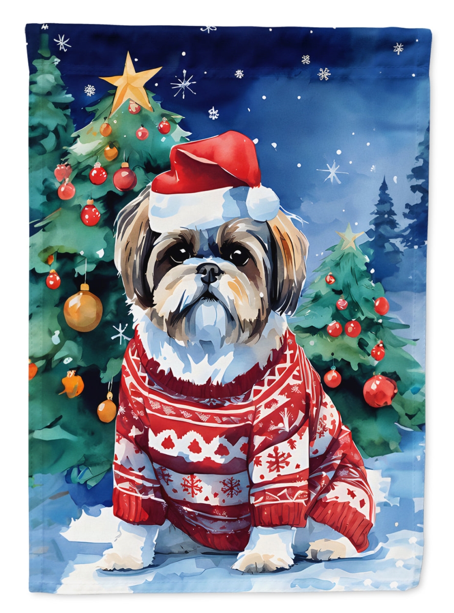 DAC3653CHF 40 x 28 in. Shih Tzu Christmas Polyester House Flag