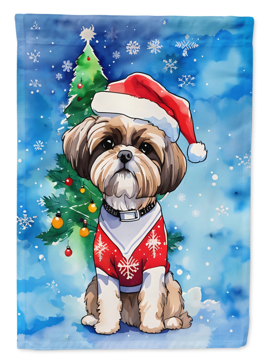 DAC3654CHF 40 x 28 in. Shih Tzu Christmas Polyester House Flag