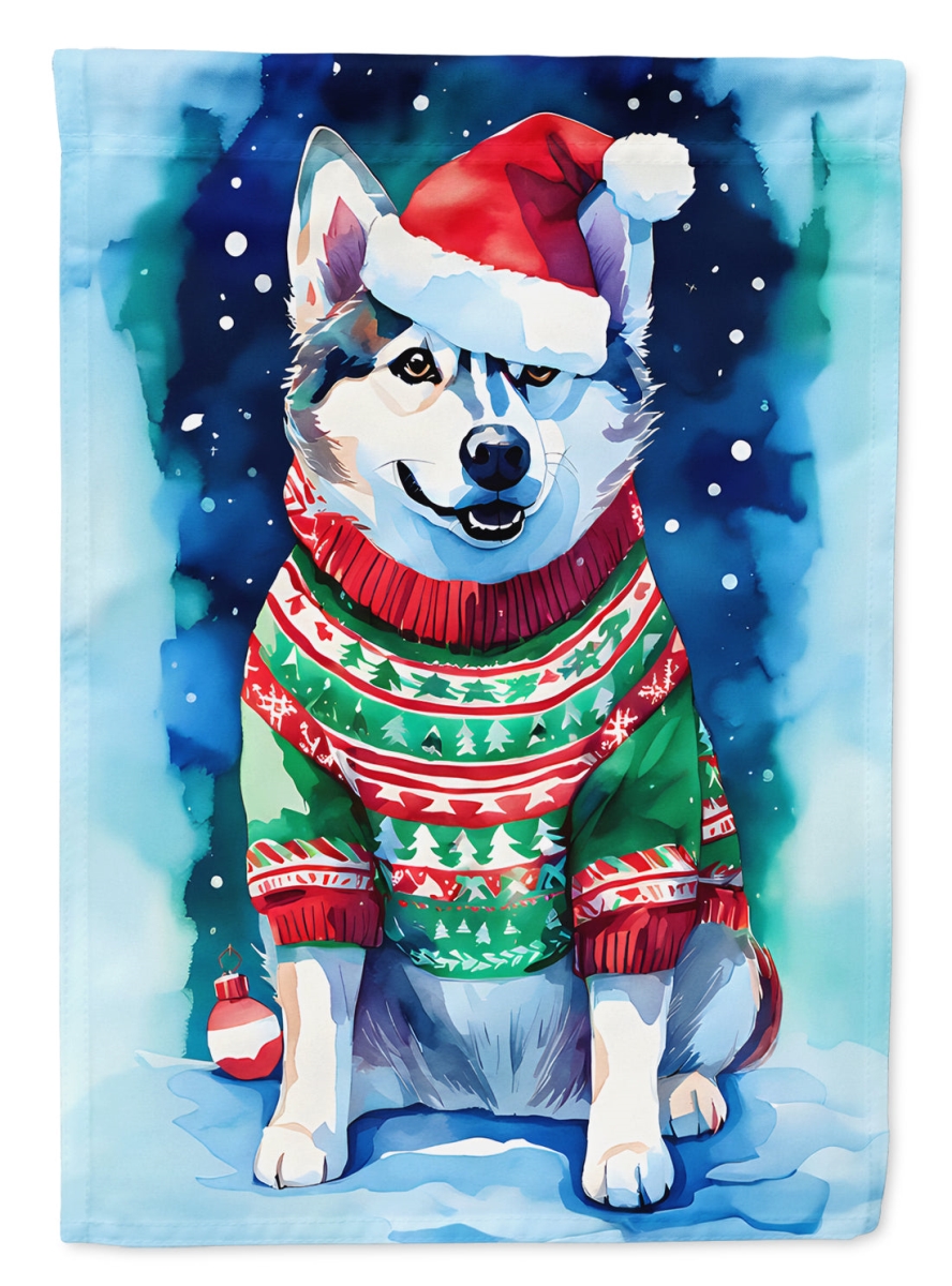 DAC3660CHF 40 x 28 in. Siberian Husky Christmas Polyester House Flag