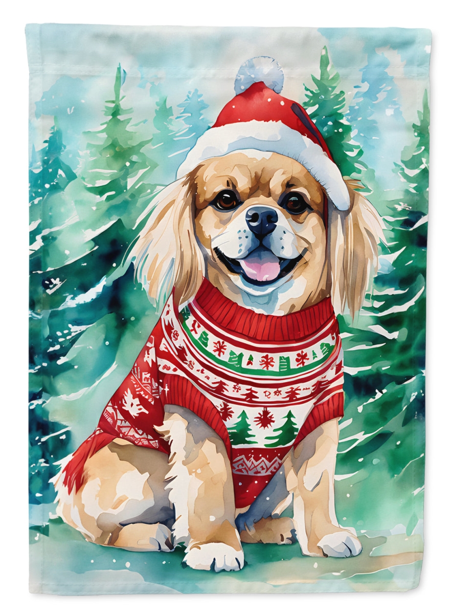 DAC3670CHF 40 x 28 in. Tibetan Spaniel Christmas Polyester House Flag