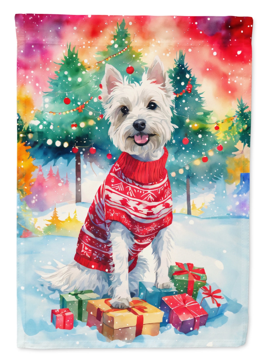 40 x 28 in. Unisex Westie Christmas Polyester House Flag