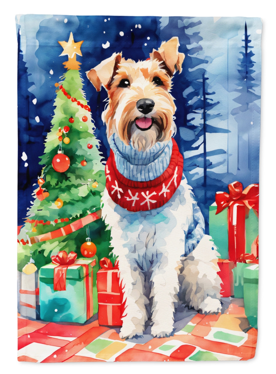 40 x 28 in. Unisex Wire Fox Terrier Christmas Polyester House Flag
