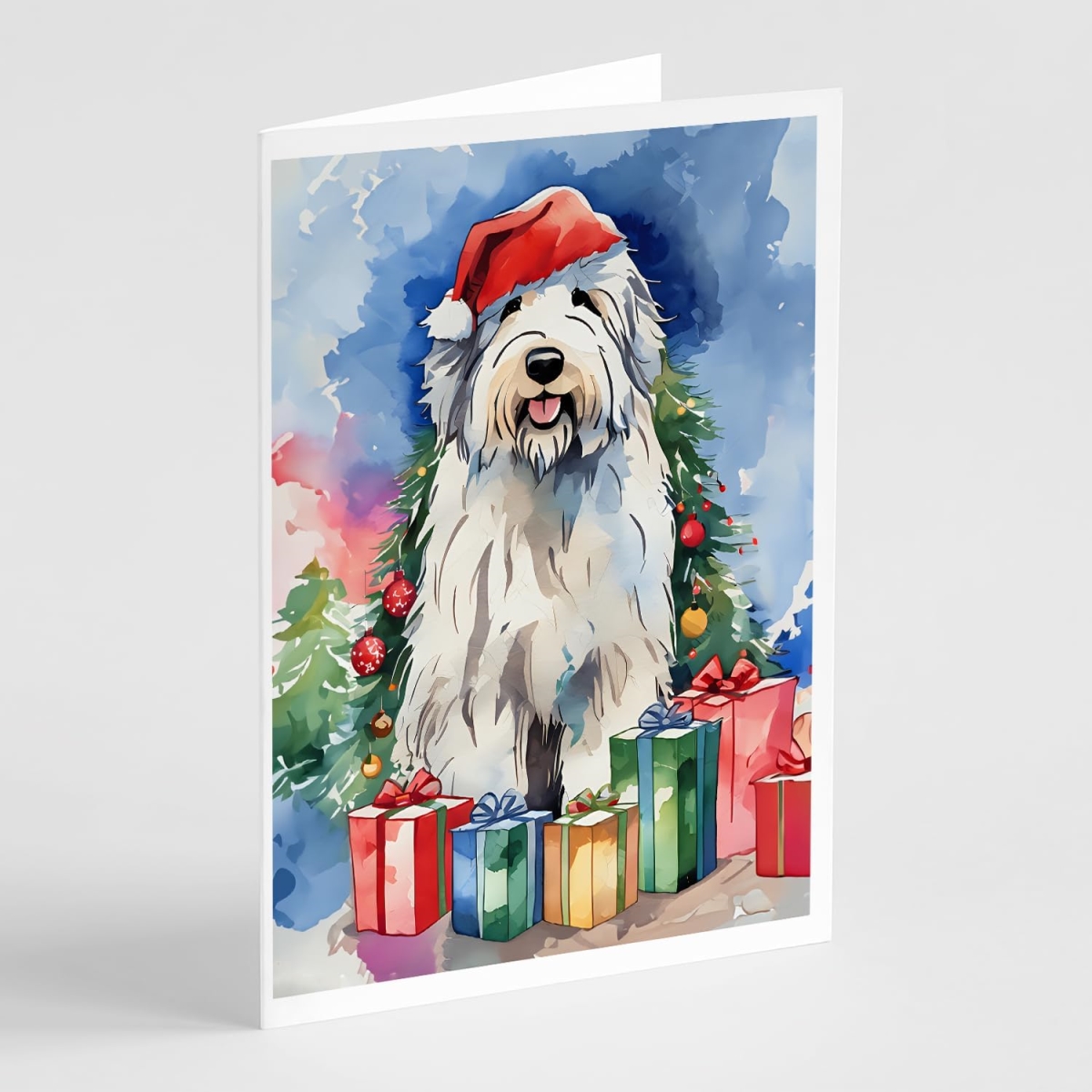 DAC3549GCA7P 5 x 7 in. Unisex Old English Sheepdog Christmas Greeting Cards - Pack of 8