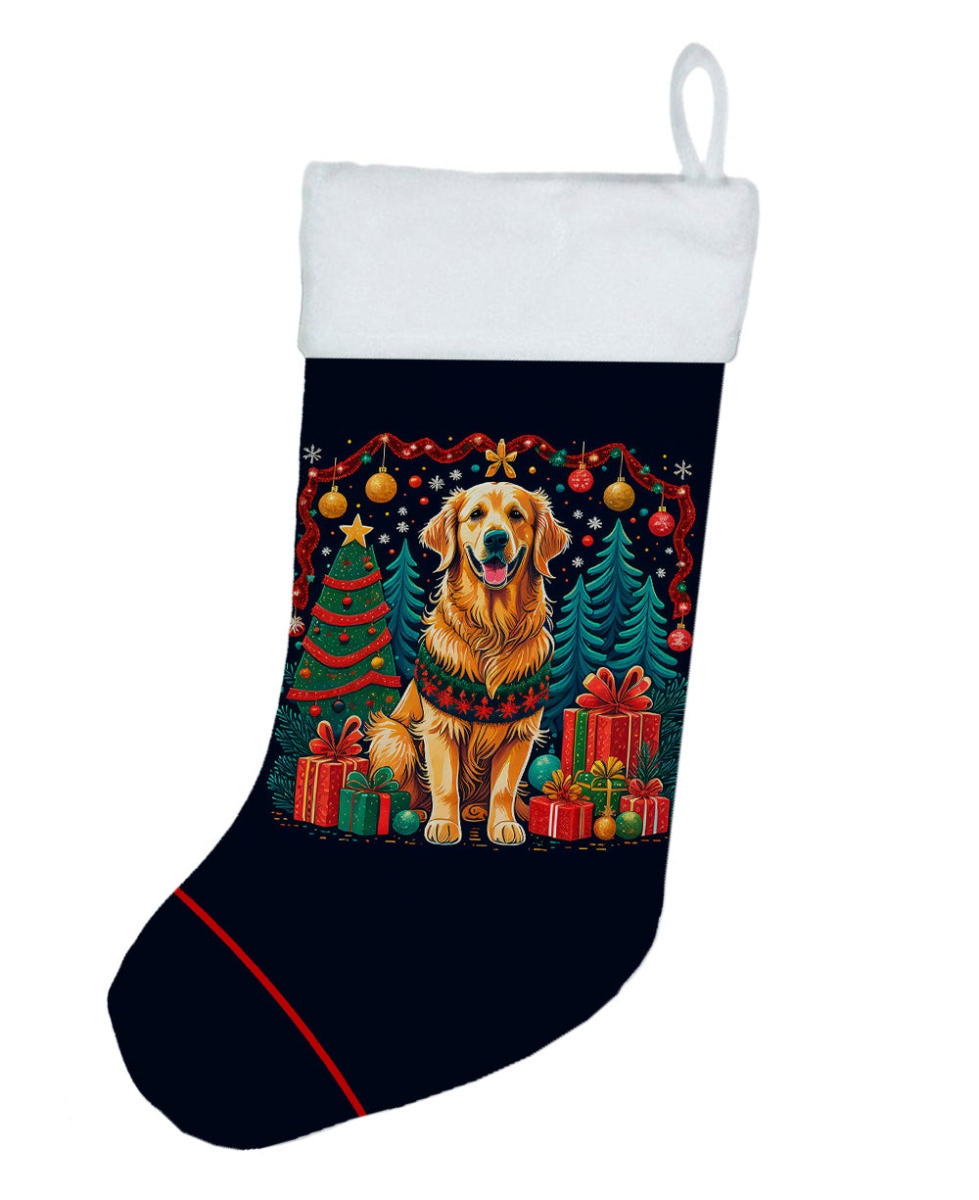 18 x 13.5 in. Unisex Golden Retriever Polyester Christmas Stocking