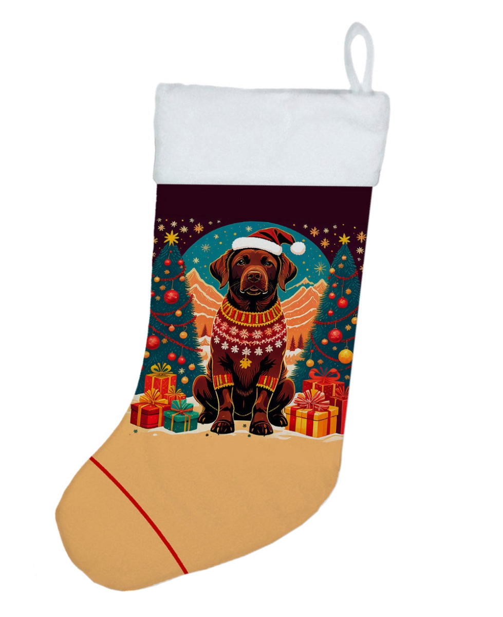 18 x 13.5 in. Unisex Chocolate Labrador Retriever Polyester Christmas Stocking