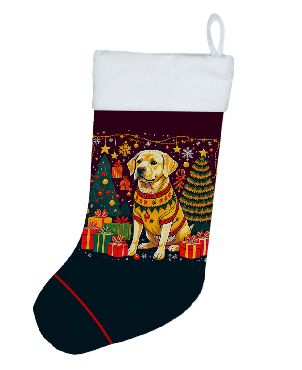 18 x 13.5 in. Unisex Yellow Labrador Retriever Polyester Christmas Stocking