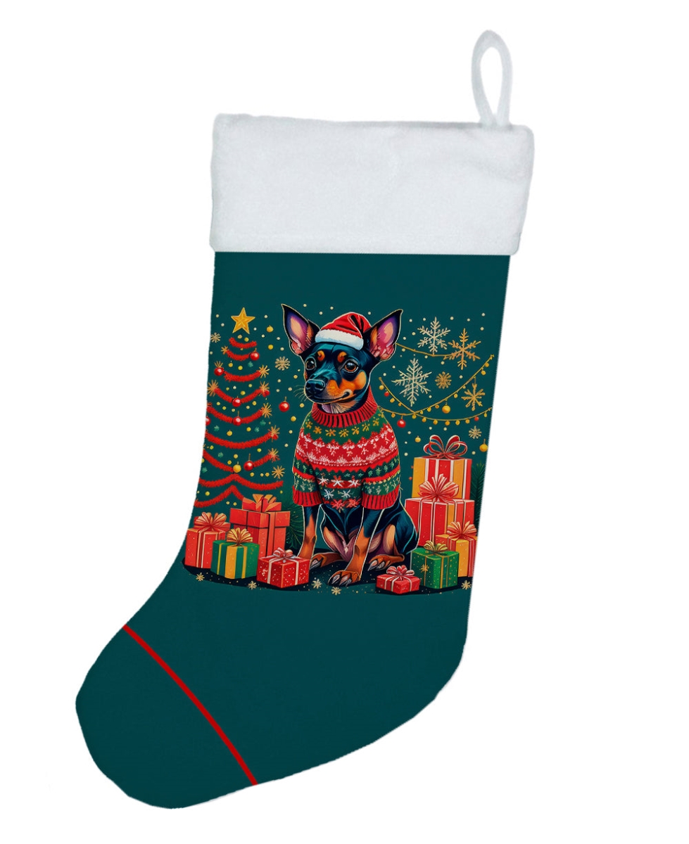 18 x 13.5 in. Unisex Miniature Pinscher Polyester Christmas Stocking